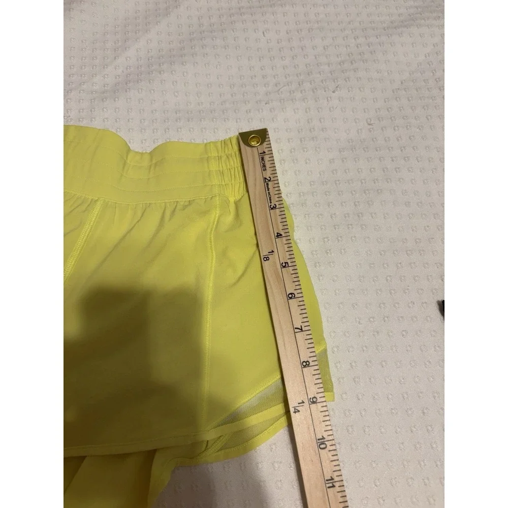 Lululemon Hotty Hot Running Shorts Women Size 4 Neon Yellow Lined